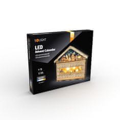 Solight Solight LED adventný kalendár - horská chata, 10x LED, 50x40cm, 2x AA 1V258