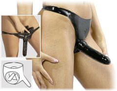 XSARA Trojitý latexový strap-on pro páry - stimuluje tři dírky současně - 78670391