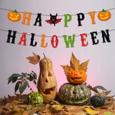 Korbi Veľká ozdobná girlanda, happy halloween, farebná retiazka a prívesky, 17 prvkov