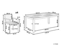 Beliani Záhradná jedálenská súprava stola a 4 stoličiek z akáciového dreva BARATTI