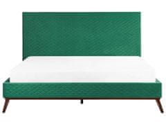 Beliani Zamatová posteľ 180 x 200 cm zelená BAYONNE