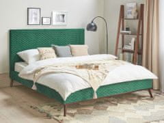 Beliani Zamatová posteľ 180 x 200 cm zelená BAYONNE