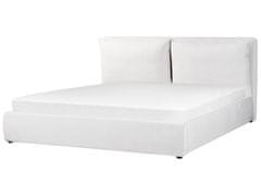 Beliani Zamatová posteľ s úložným priestorom 180 x 200 cm krémová biela BAJONNA