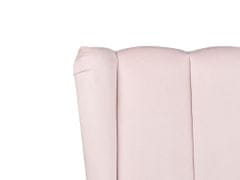 Beliani Zamatová posteľ s USB portom 180 x 200 cm ružová MIRIBEL