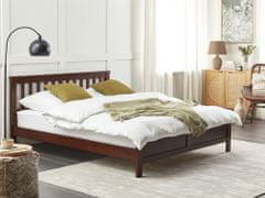 Beliani Drevená posteľ 160 x 200 cm tmavé drevo MAYENNE