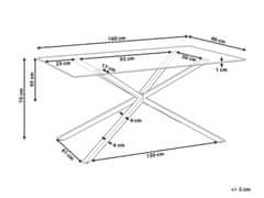 Beliani Jedálenský stôl so sklenenou vrchnou doskou 160 x 90 cm strieborný CORA