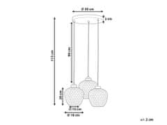 Beliani Sklenená závesná lampa s 3 svetlami sivá SHERRY