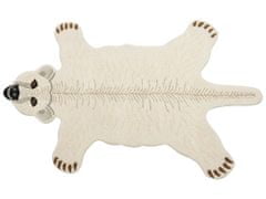 Beliani Vlnený detský koberec v tvare ľadového medveďa 100 x 160 cm biely TAQQIQ