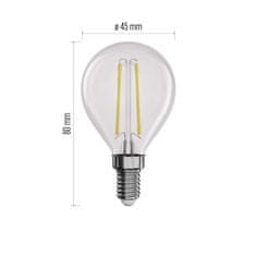 EMOS LED žiarovka Filament Mini Globe / E14 / 1,8 W (25 W) / 250 lm / teplá biela