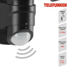 BRILONER BRILONER TELEFUNKEN LED vonkajšie bodové svietidlo so snímačom, 21,8 cm, 20 W, čierna TF 304605TF