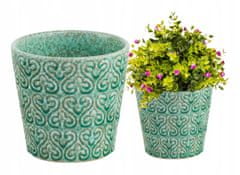 Polnix Dekoratívny zelený keramický obal na kvety 14 x 13 cm