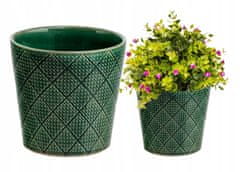 Polnix Dekoratívny zelený keramický obal na kvety 13 x 13 cm