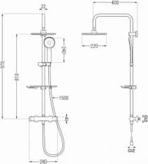 Mexen Kt40 sprchový stĺp s termostatickou batériou zlato (771504093-50)