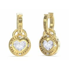 Guess Slušivé pozlátené visiace náušnice 2v1 Rolling Hearts JUBE03351JWYGT/U