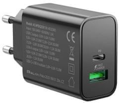 GoGEN sieťová nabíjačka s USB/USB-C, PD 30W a Fast Charge, ACHPD 230 B, čierna (GOGACHPDQ230B)