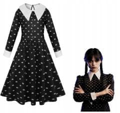 Korbi Wednesday Addams vzorované šaty, halloween kostým, 140