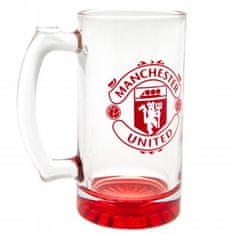 FAN SHOP SLOVAKIA Pivný pohár Manchester United FC, červený znak, 425 ml