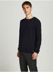 Jack&Jones Čierny pánsky basic sveter Jack & Jones Hill L