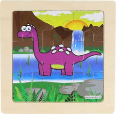 Drevené puzzle Dinosaurus: Brontosaurus 9 dielikov