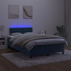 Petromila vidaXL Boxspring posteľ s matracom a LED, tmavomodrá 120x190 cm, zamat