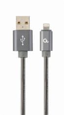 Gembird kábel nabíjací Lightning 8-pin (M) na USB 2.0 (M), prémiový, metalicky opletený, 1 m, sivý