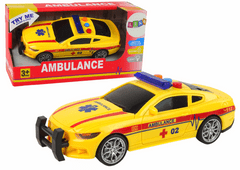 Lean-toys Športové auto ambulancie Svetlá Zvuk Žltá pohon