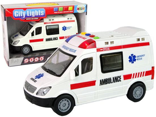 Lean-toys Ambulancia Svetlá Zvuky Zvuky Trecí pohon