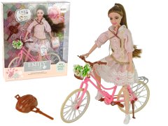 Lean-toys Emily Detská bábika Ružová cyklistická prilba Kvetina