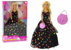 Lean-toys Šaty pre bábiku Lucy Black Dots Long