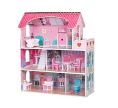 Mamido Drevený domček pre bábiky Villa Bianka s nábytkom 70 cm