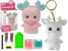 shumee Kreatívna DIY súprava Diamond Reindeer DIY Crystals Keychain 3D Pink