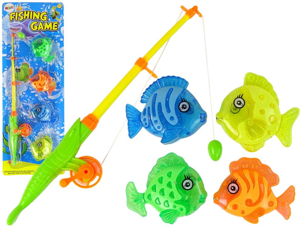 Lean-toys Chytanie rýb Arkádová hra Rybársky prút 4 ryby