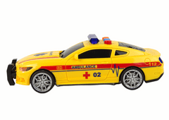 Lean-toys Športové auto ambulancie Svetlá Zvuk Žltá pohon