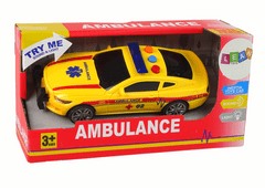 Lean-toys Športové auto ambulancie Svetlá Zvuk Žltá pohon