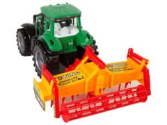 Lean-toys Zelený traktor s oranžovým kultivátorom pre deti