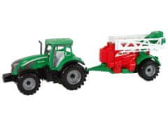 Mamido Zelený poľnohospodársky traktor s červeno-zelenou plávajúcou postrekovačkou s trecím pohonom