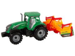 Lean-toys Zelený traktor s oranžovým kultivátorom pre deti