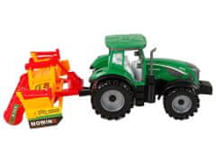 Lean-toys Zelený traktor s oranžovým kultivátorom pre deti