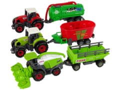 Lean-toys Poľnohospodárske stroje Set Traktor Kombajn Príves