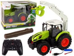 Lean-toys Traktor na diaľkové ovládanie 1:24 R/C Zelený drapák na drevo