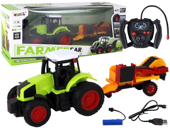 Lean-toys RC traktor na diaľkové ovládanie s prívesom 1:16