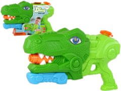 Lean-toys Vodná pištoľ Dinosaurus Tyranosaurus 1400ml Zelený dosah 8m