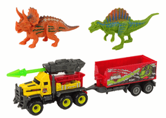 Lean-toys Dinosaury Set Raketové auto s prívesom žlté