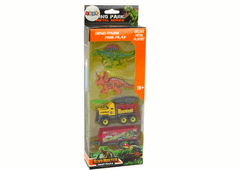 Lean-toys Dinosaury Set Raketové auto s prívesom žlté