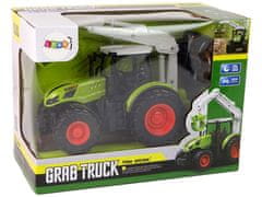 Lean-toys Traktor na diaľkové ovládanie 1:24 R/C Zelený drapák na drevo