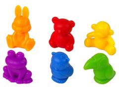 Lean-toys Vzdelávacia triediaca hračka Gumové zvieratká s trblietkami 36 kusov