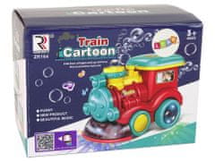 Lean-toys Lokomotíva s mydlovými bublinami poháňa svetelné zvuky červená