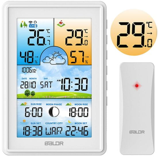 Baldr Meteorologická stanica s displejom BD-906 biela