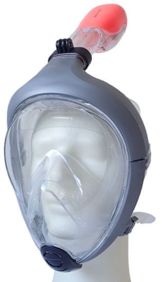 ACRAsport Celotvárová potápačská maska so šnorchlom veľkosť L sivá