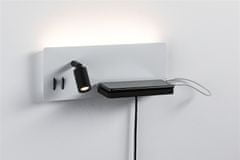 Paulmann PAULMANN LED nástenné svietidlo Serra USB C 2700K / 230V 5,5 / 1x2,6W stmievateľné biela mat/čierna mat 71102